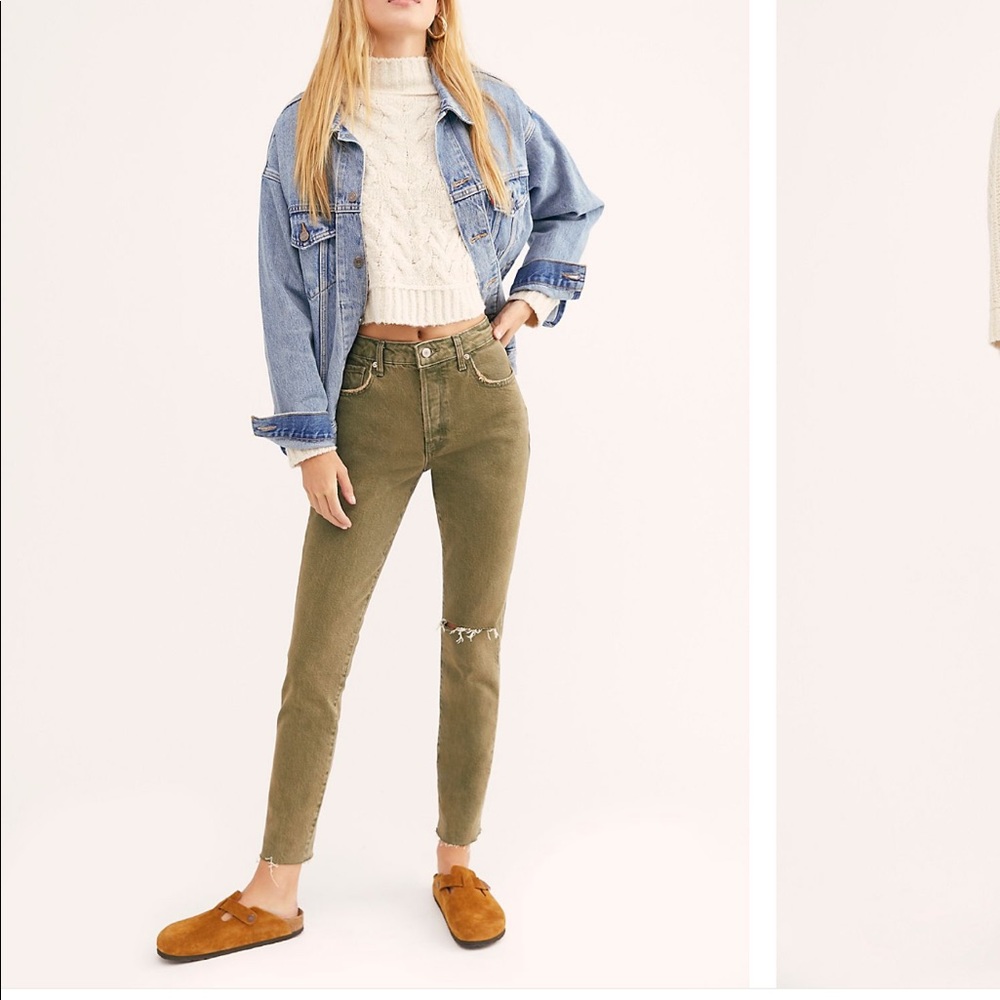 Free People Stella Skinny Jeans- green